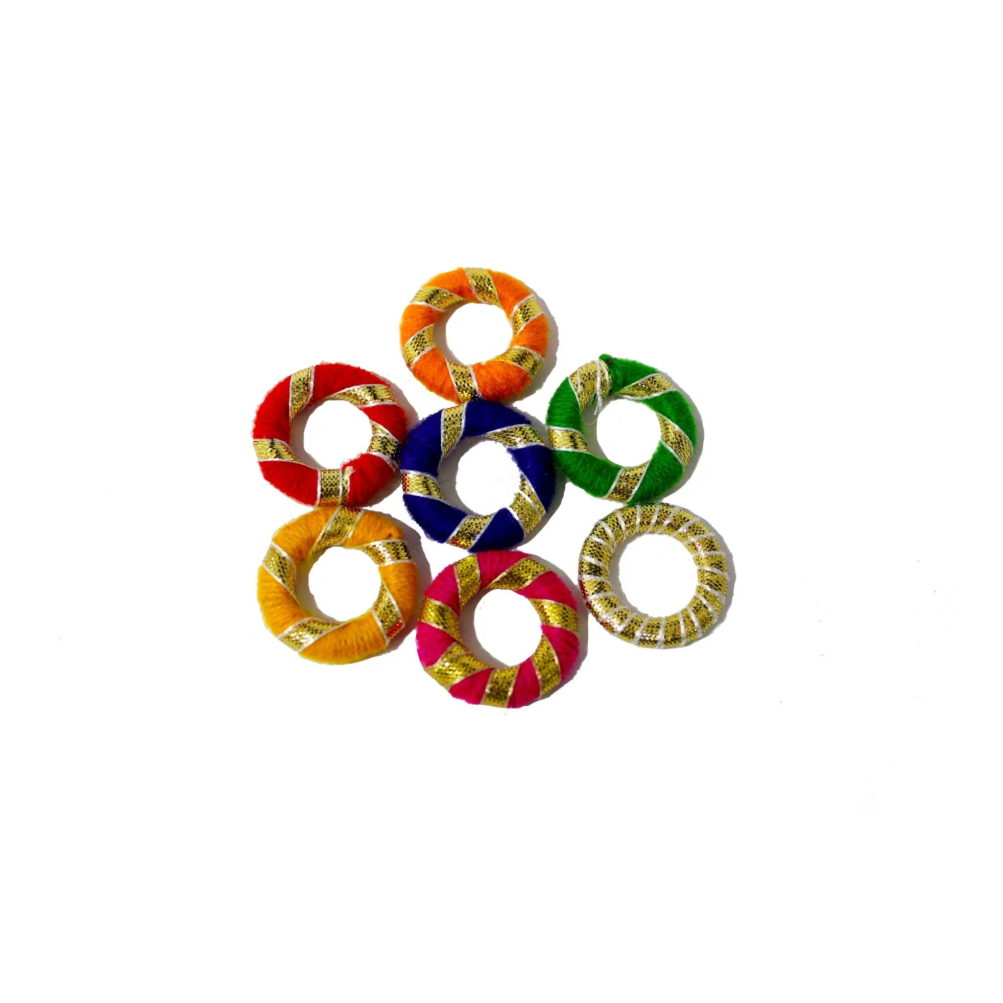 🌈 Threaded Round Small Bangle with Gota | Craft & Rakhi Packing Decoration | 25/50Pcs, 28mm 🎨