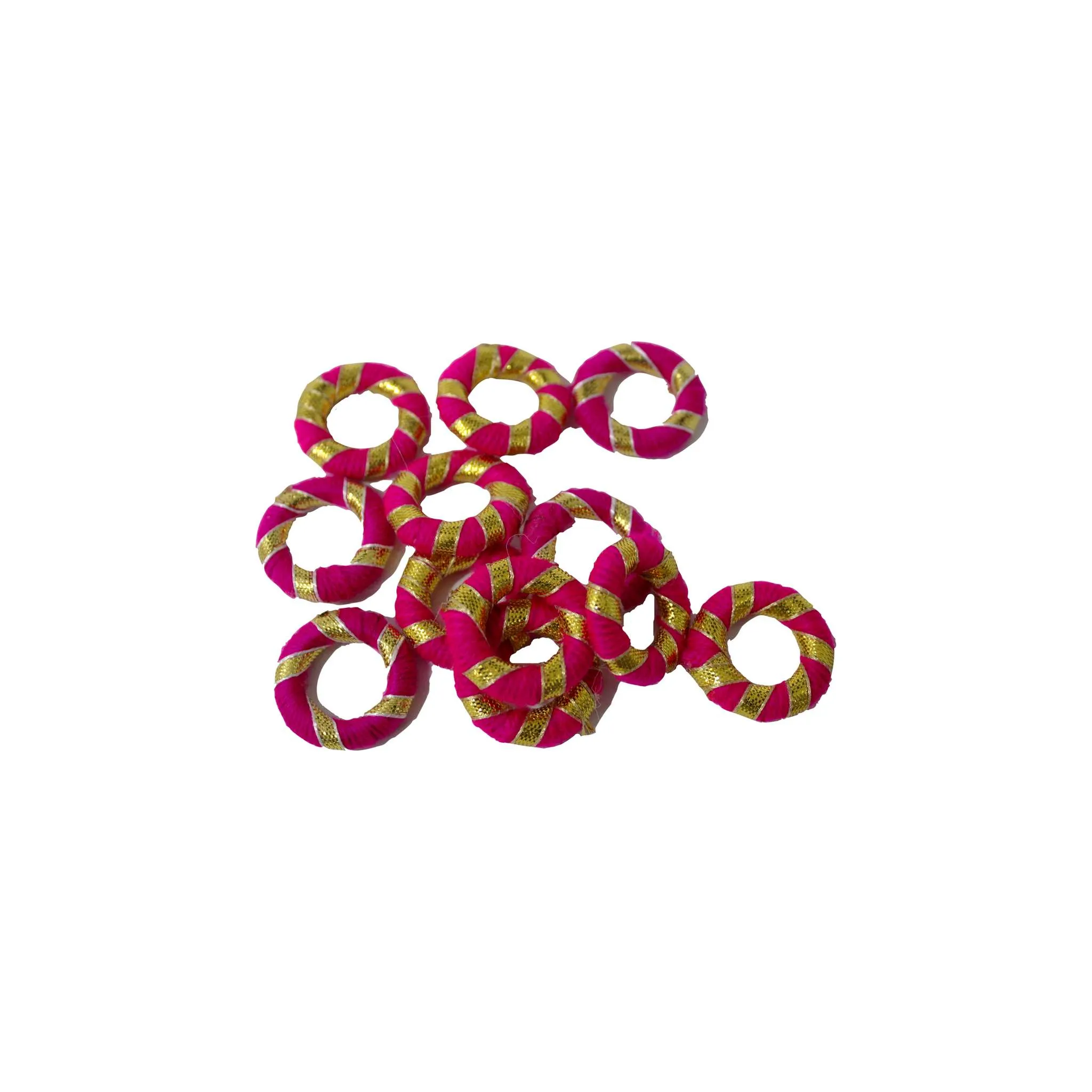 🌈 Threaded Round Small Bangle with Gota | Craft & Rakhi Packing Decoration | 25/50Pcs, 28mm 🎨