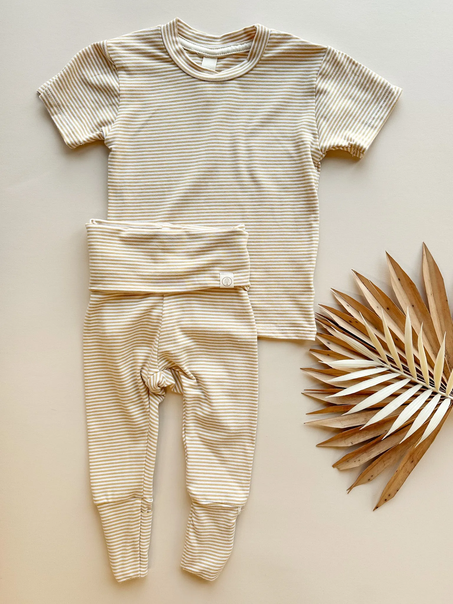 0/3m, 3/6m | Short Sleeve Essential Tee | Golden Stripe | Bamboo Organic Cotton