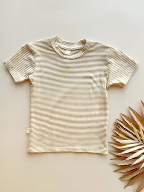 0/3m, 3/6m | Short Sleeve Essential Tee | Golden Stripe | Bamboo Organic Cotton