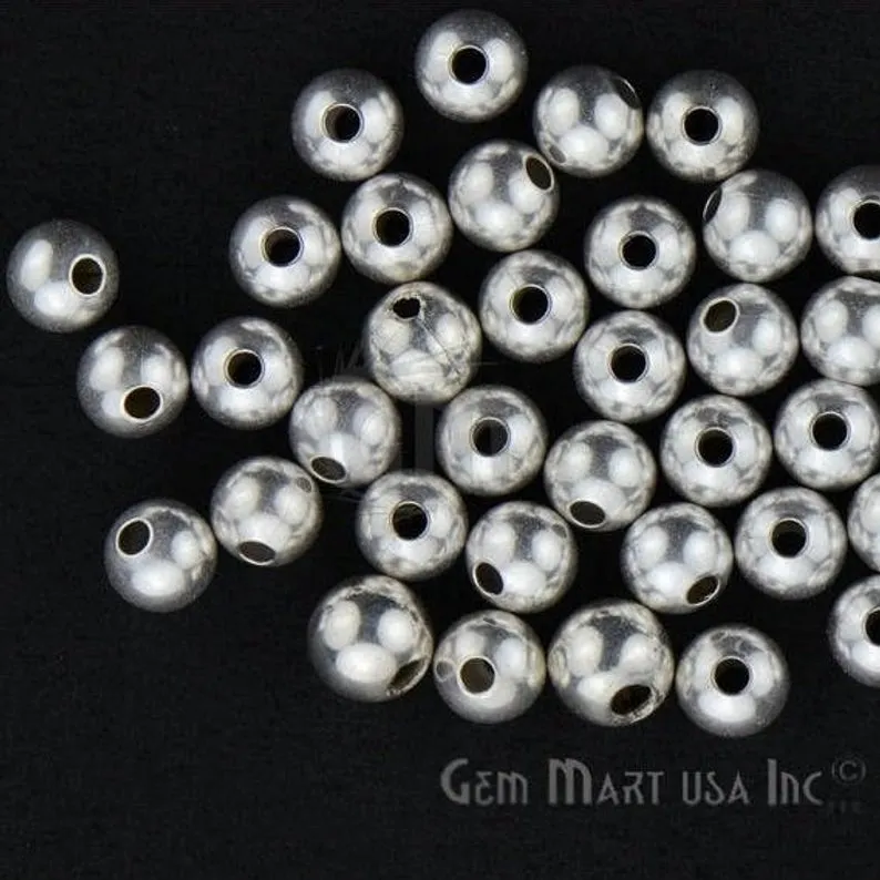 10pc Lot Ball Finding 6mm Silver Plated Round Smooth Round Beads