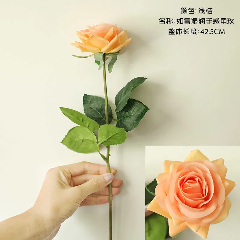 10PCs Feel Moist Rose Artificial Fake Flower Plants Home Decoration Wedding Bouquet