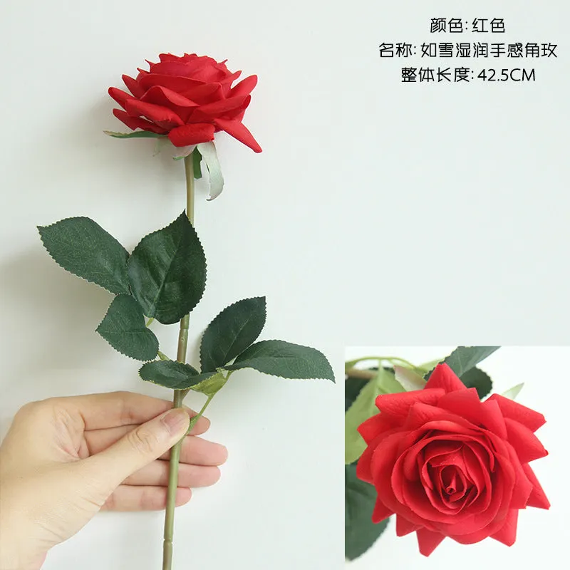 10PCs Feel Moist Rose Artificial Fake Flower Plants Home Decoration Wedding Bouquet