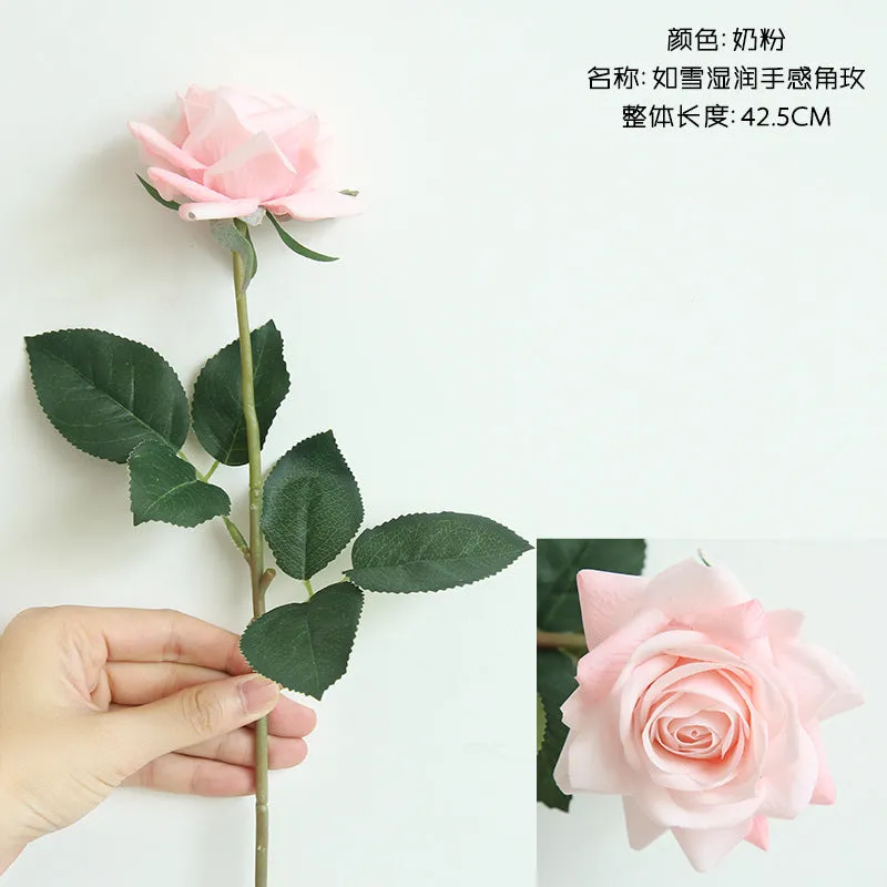 10PCs Feel Moist Rose Artificial Fake Flower Plants Home Decoration Wedding Bouquet