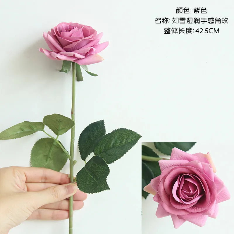 10PCs Feel Moist Rose Artificial Fake Flower Plants Home Decoration Wedding Bouquet