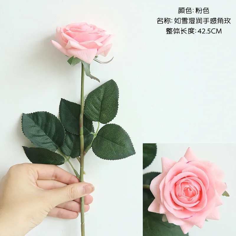 10PCs Feel Moist Rose Artificial Fake Flower Plants Home Decoration Wedding Bouquet