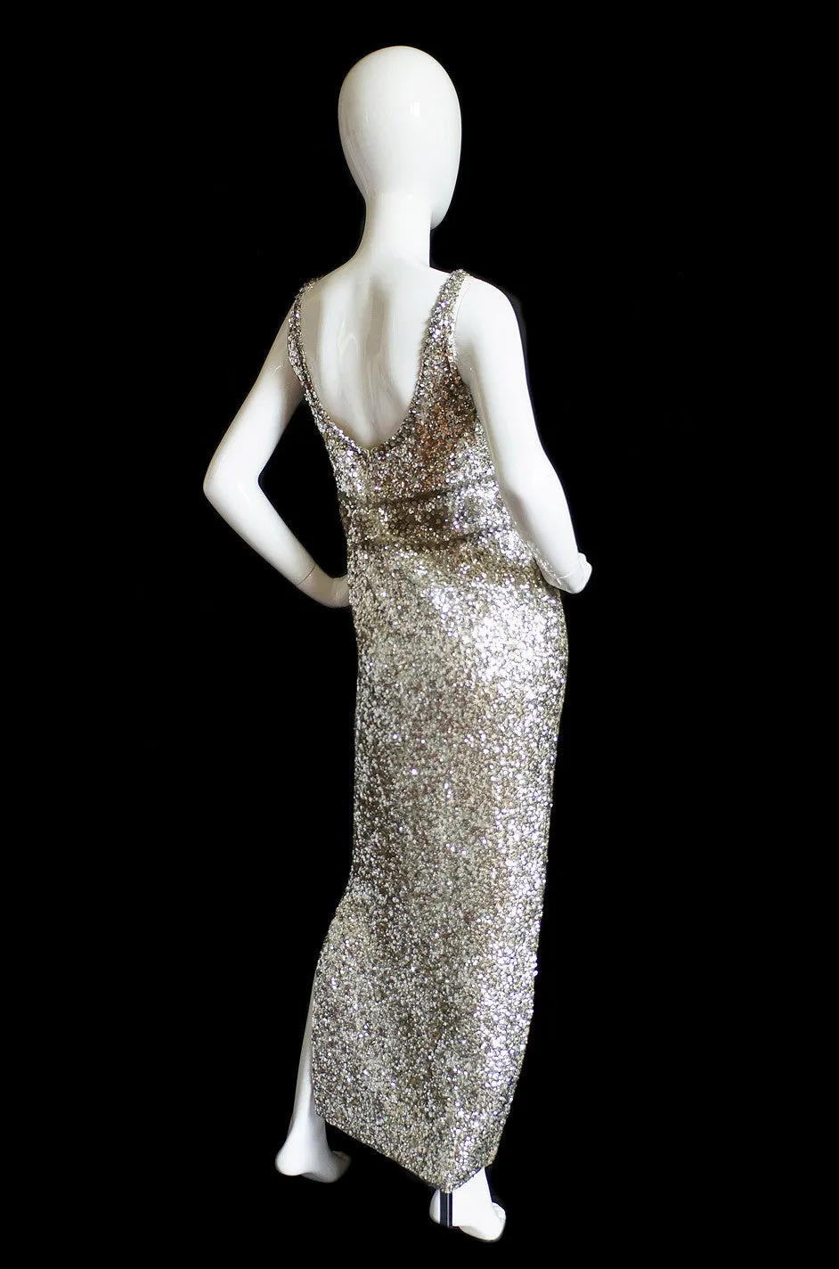 1950s Heavily Beaded & Sequined Gown