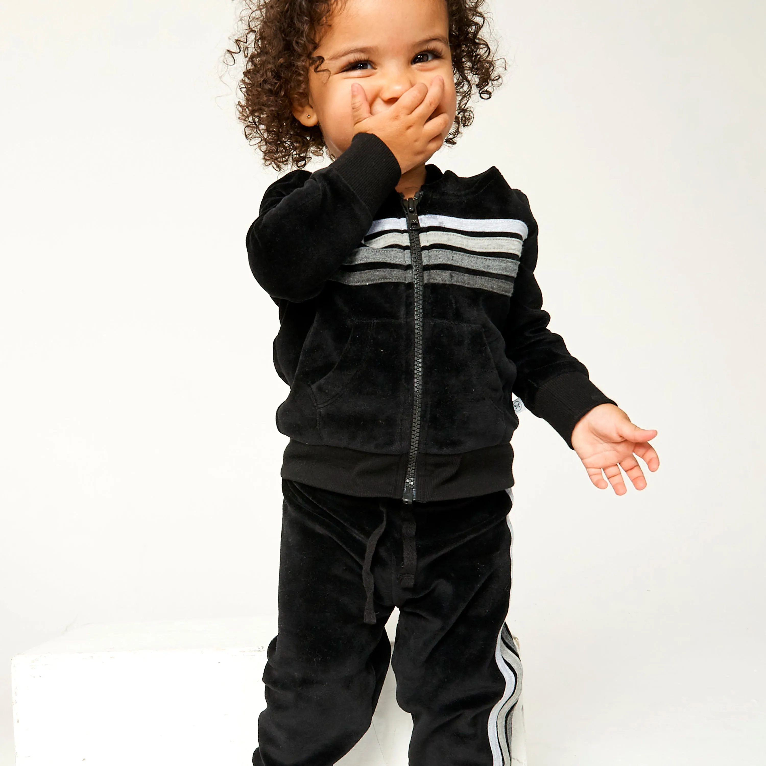 2 Piece Cozy Velour Zip Front Hoodie and Sweatpant Set