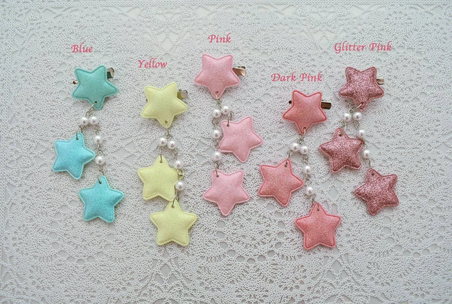 2-Way Pastel Star Clips (5 Colors)