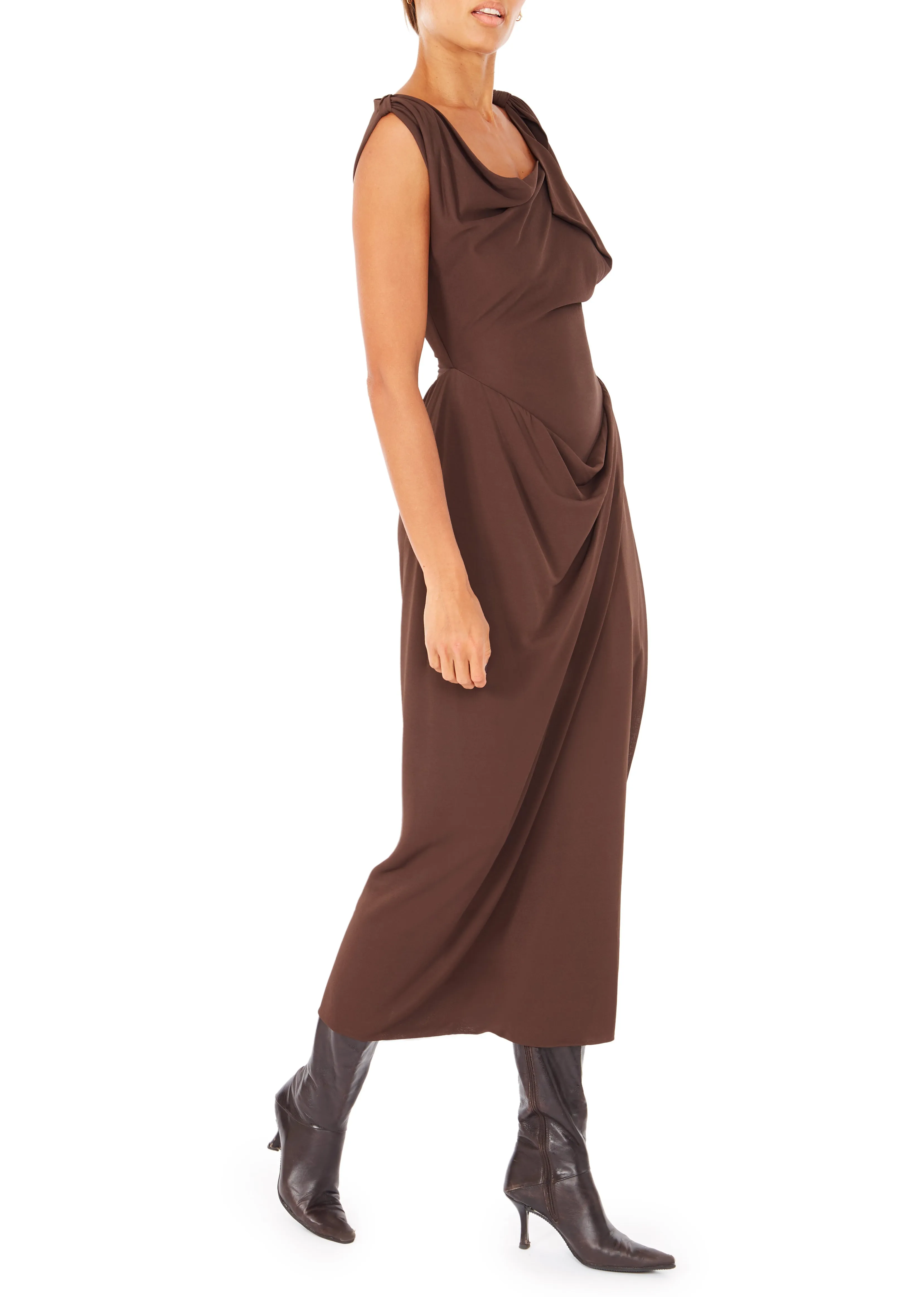 2000s Vivienne Westwood Anglomania Mahogany Dress. Rent: £55/Day