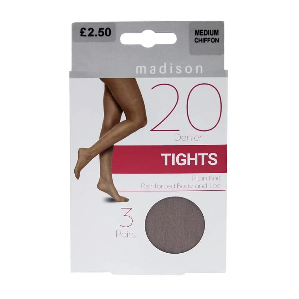 3 Pack 20 Denier Chiffon Tights - Natural