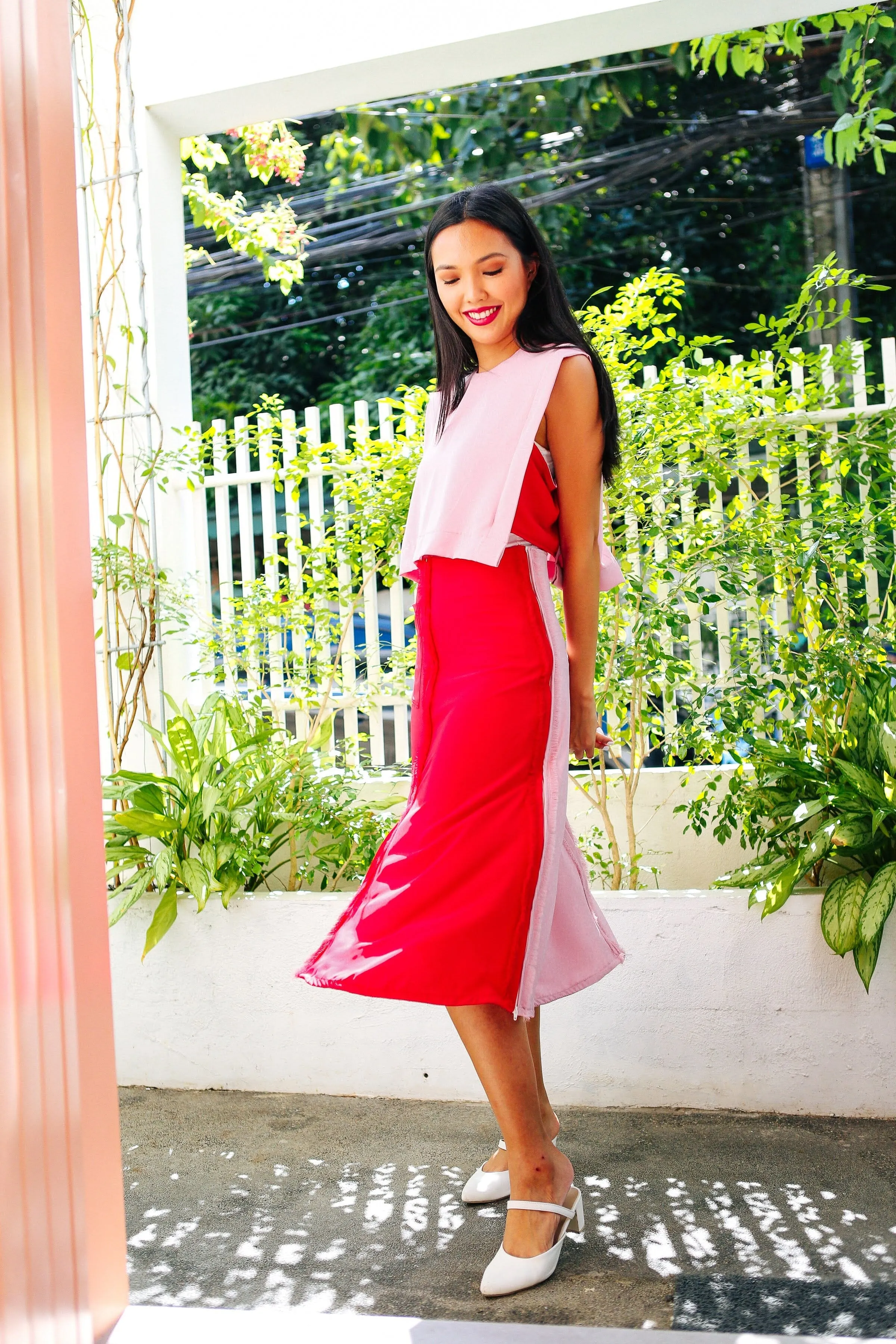 4-Way A-Line Skirt Blush & Red