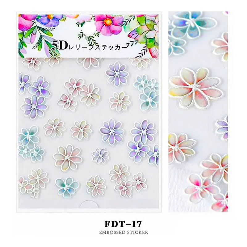 5D Embossed Flowers Nail Art Stickers