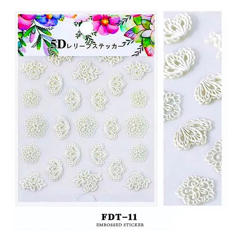 5D Embossed Flowers Nail Art Stickers