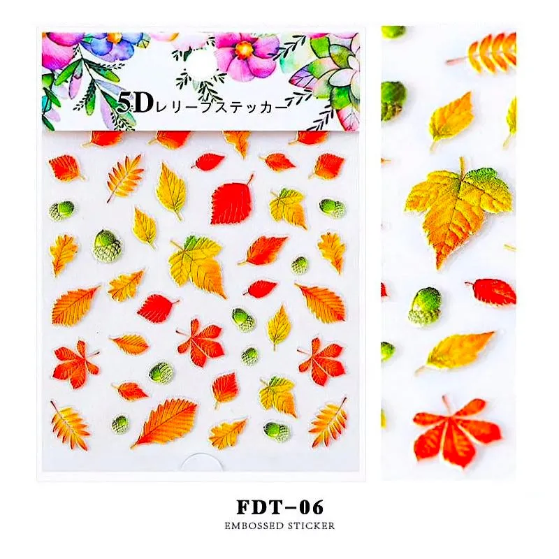 5D Embossed Flowers Nail Art Stickers