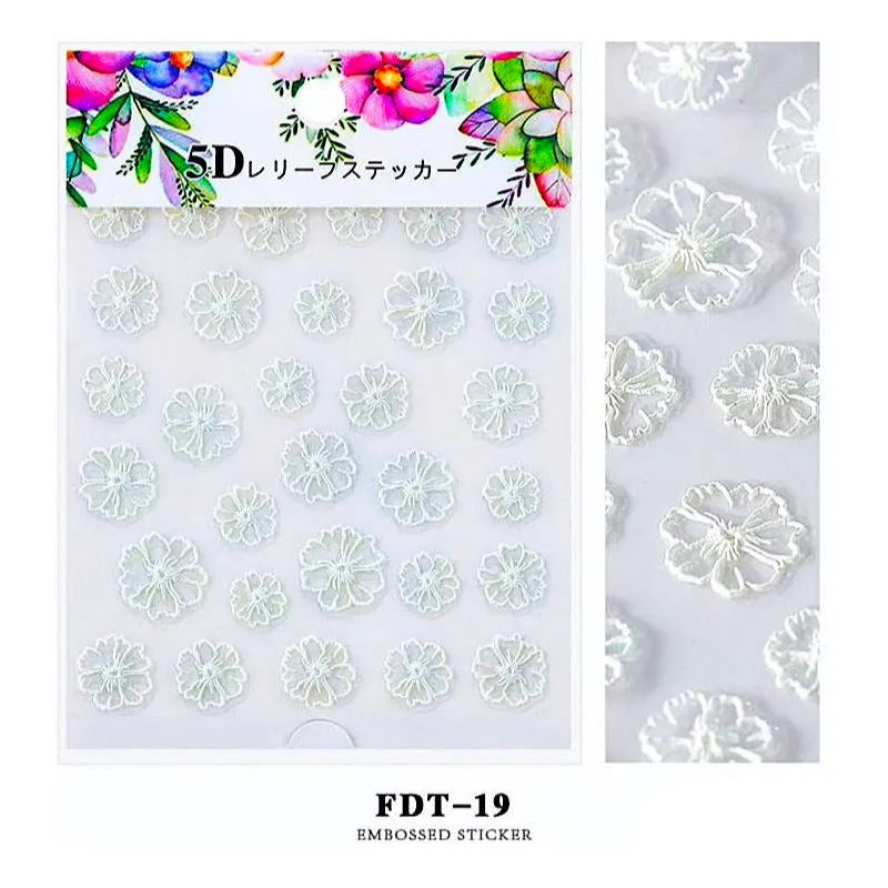 5D Embossed Flowers Nail Art Stickers