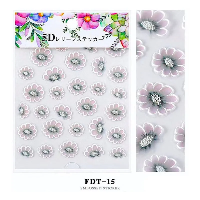 5D Embossed Flowers Nail Art Stickers