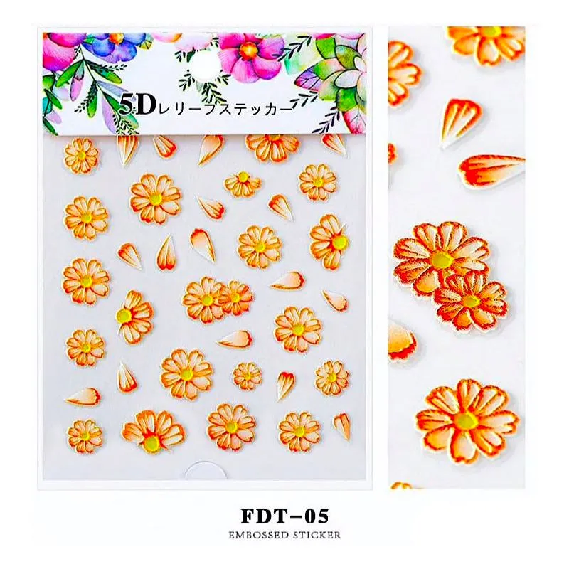 5D Embossed Flowers Nail Art Stickers