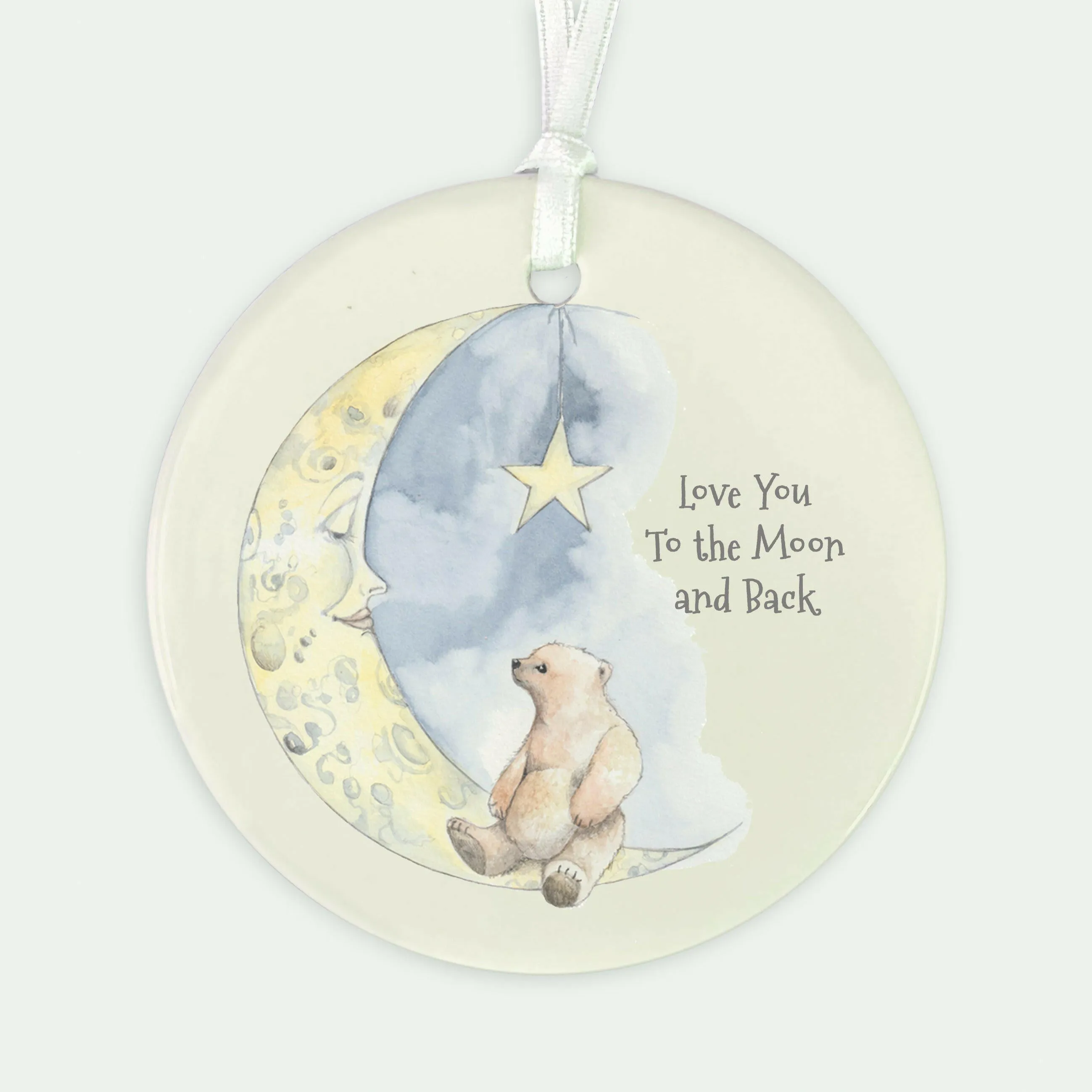 A6 Greeting Card with Ceramic Keepsake - Bear and Moon