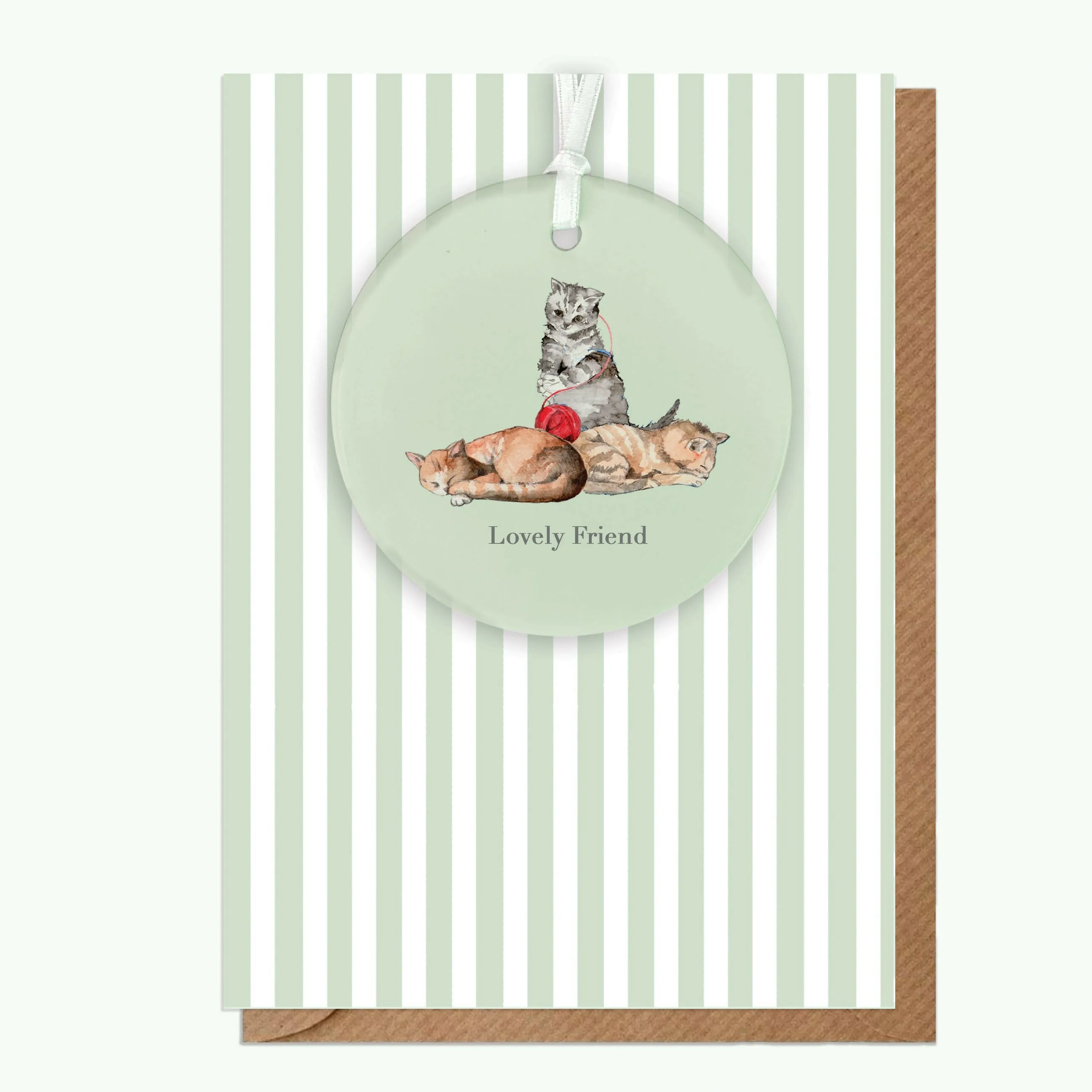 A6 Greeting Card with Ceramic Keepsake - Cats Lovely Friend