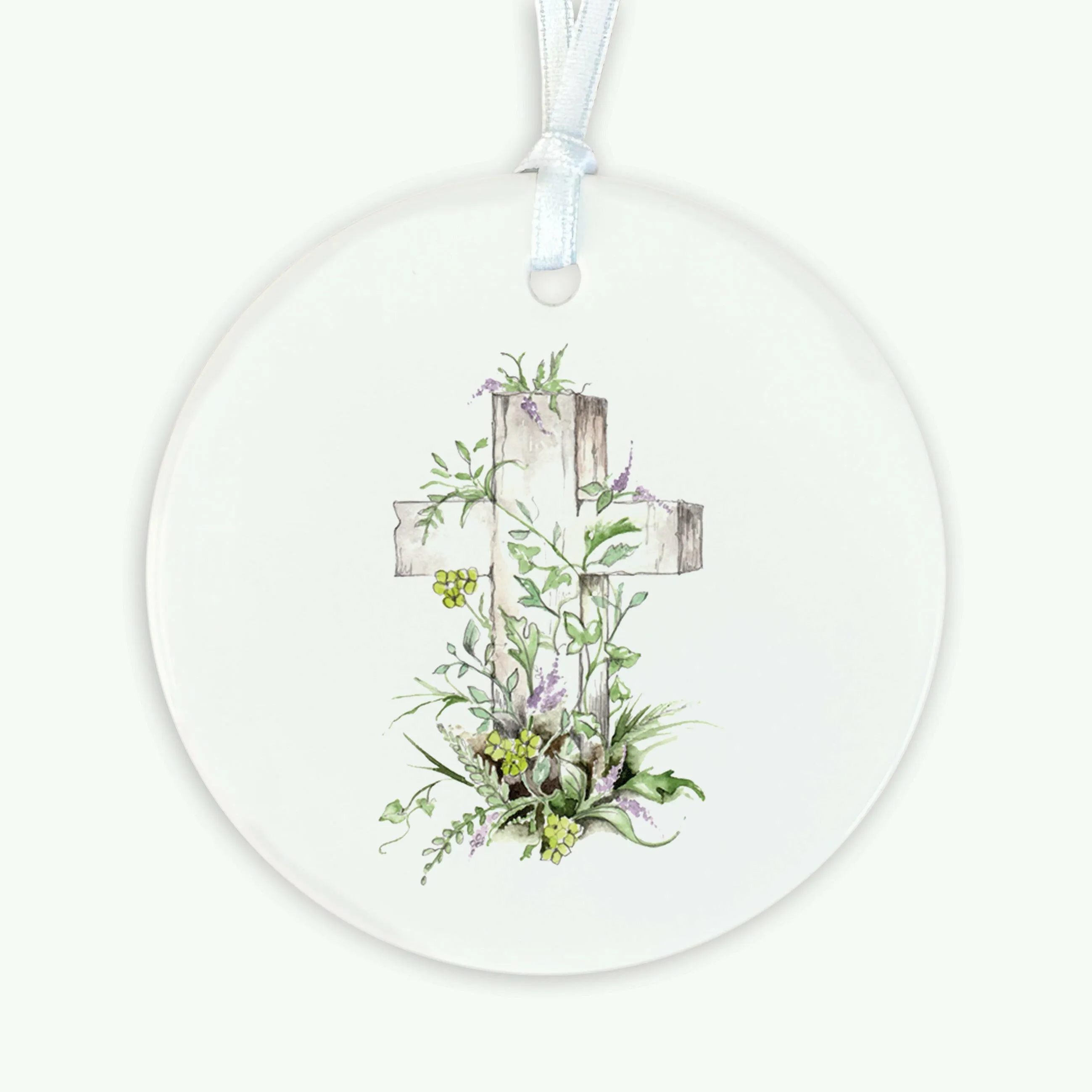 A6 Greeting Card with Ceramic Keepsake - Cross