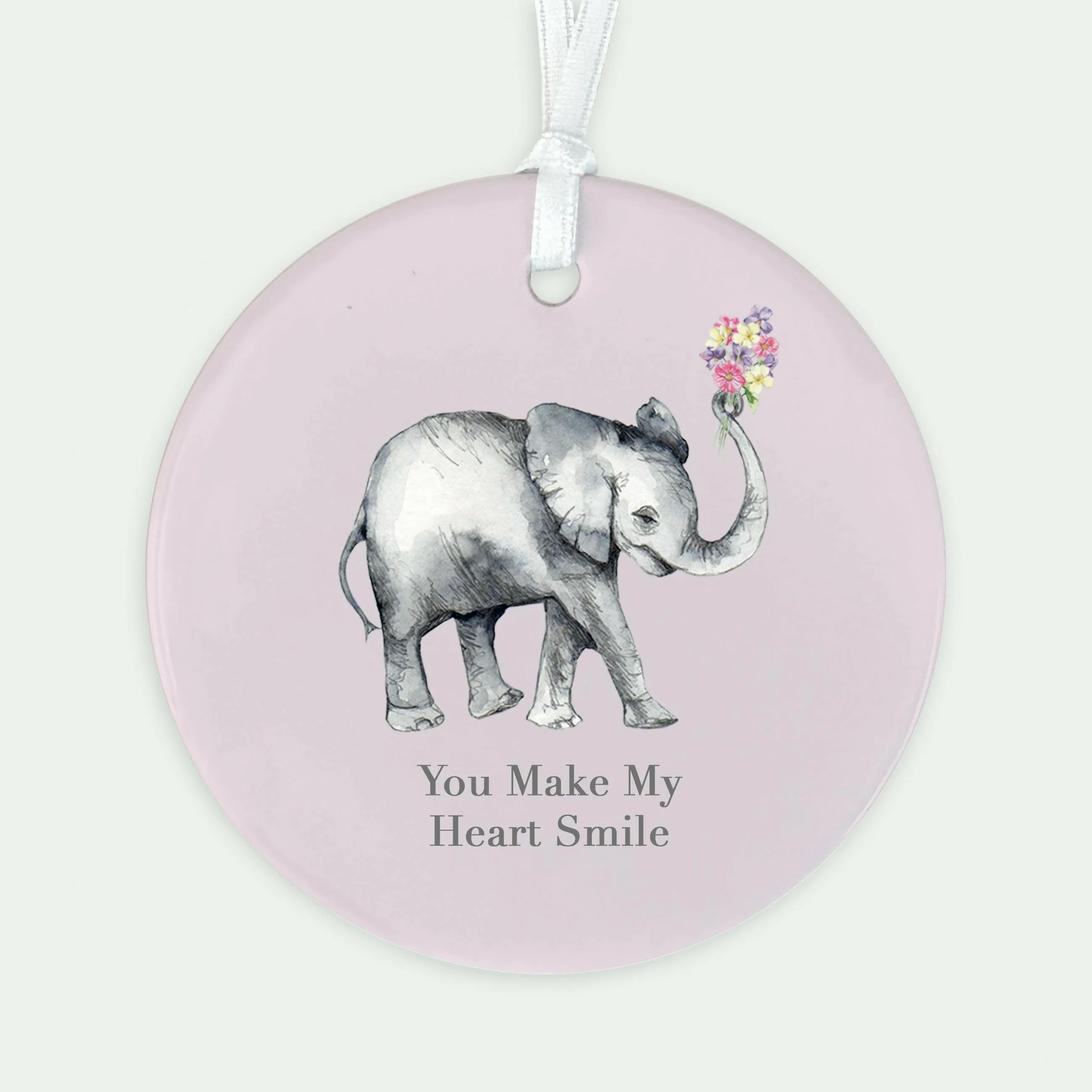 A6 Greeting Card with Ceramic Keepsake - Elephant Smile