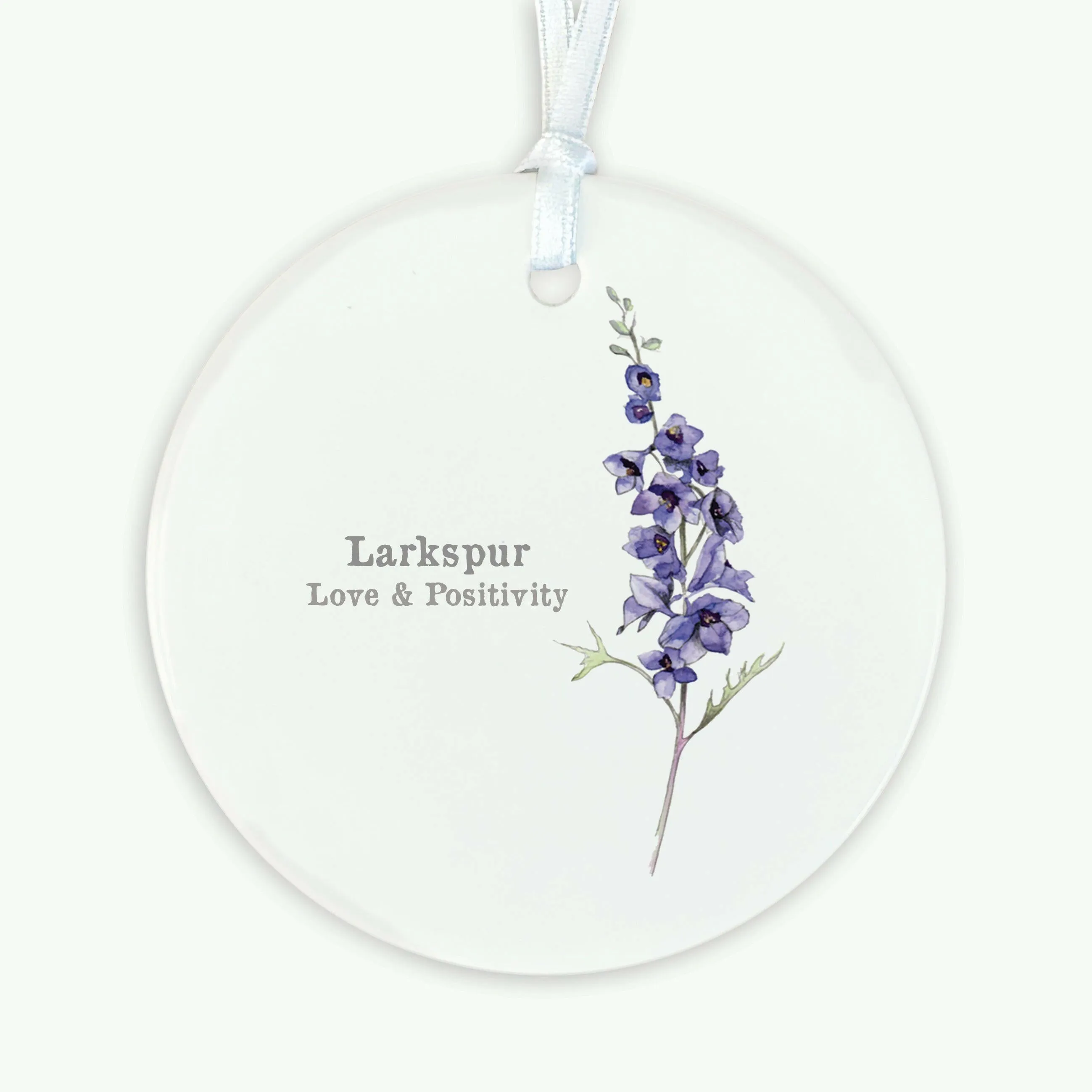 A6 Greeting Card with Ceramic Keepsake - Flowers Larkspur