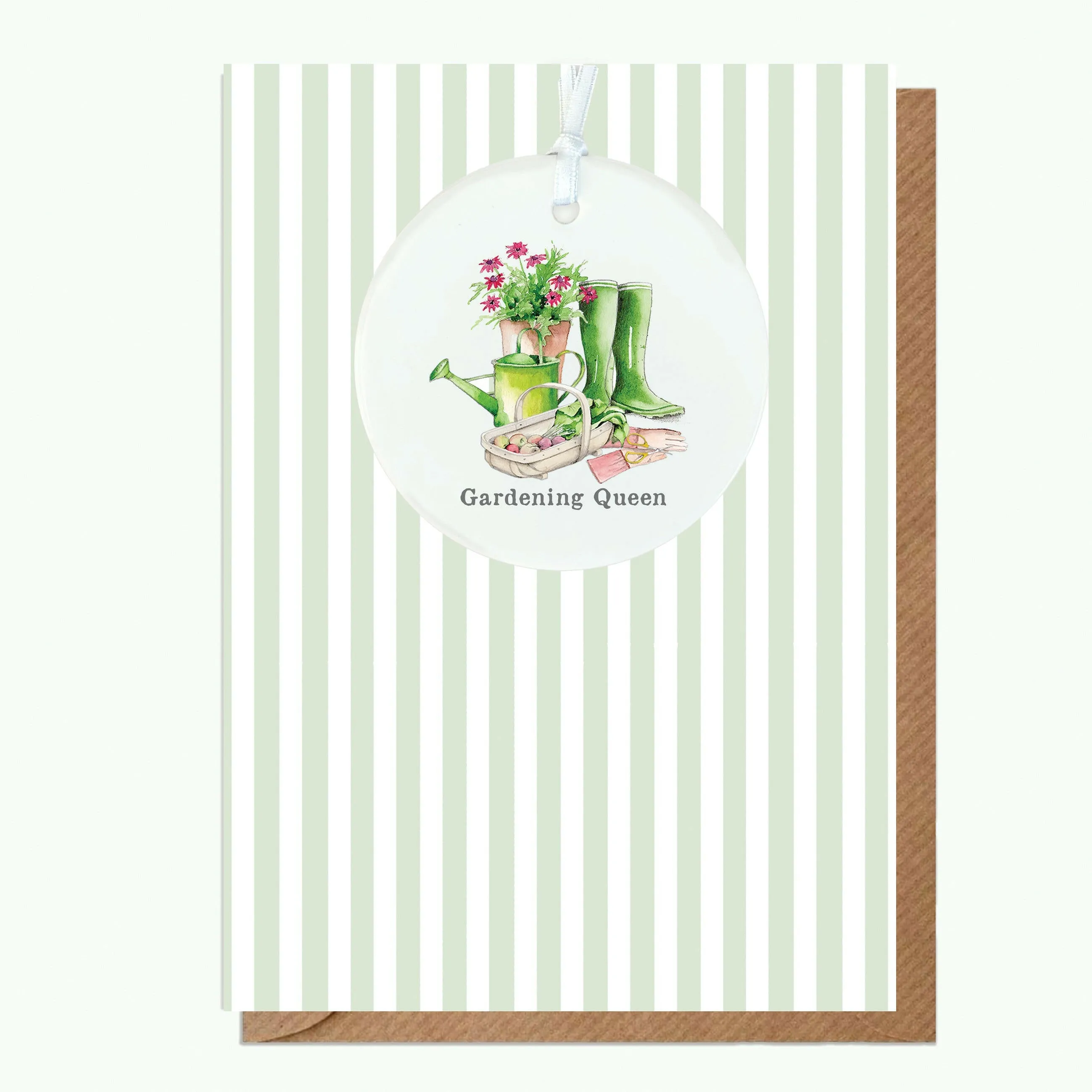 A6 Greeting Card with Ceramic Keepsake - Gardening Queen