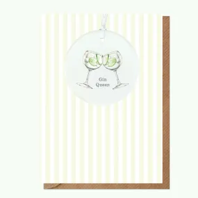 A6 Greeting Card with Ceramic Keepsake - Gin Queen