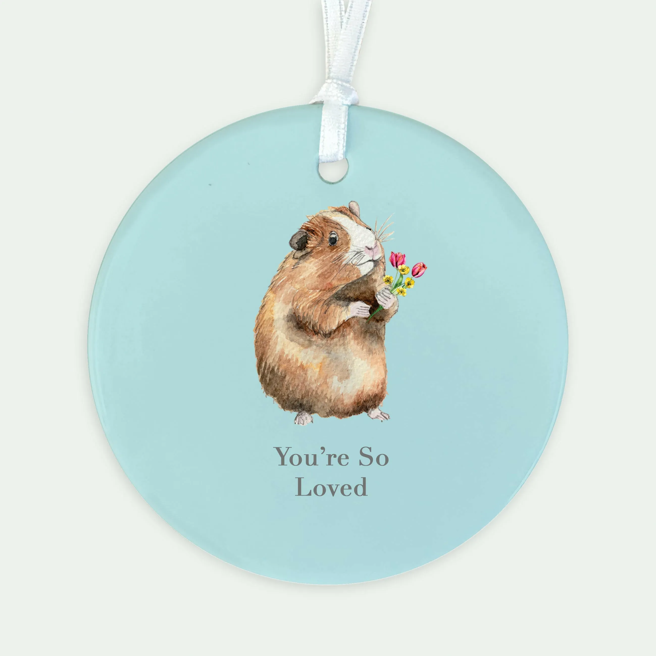 A6 Greeting Card with Ceramic Keepsake - Guinea Pig So Loved