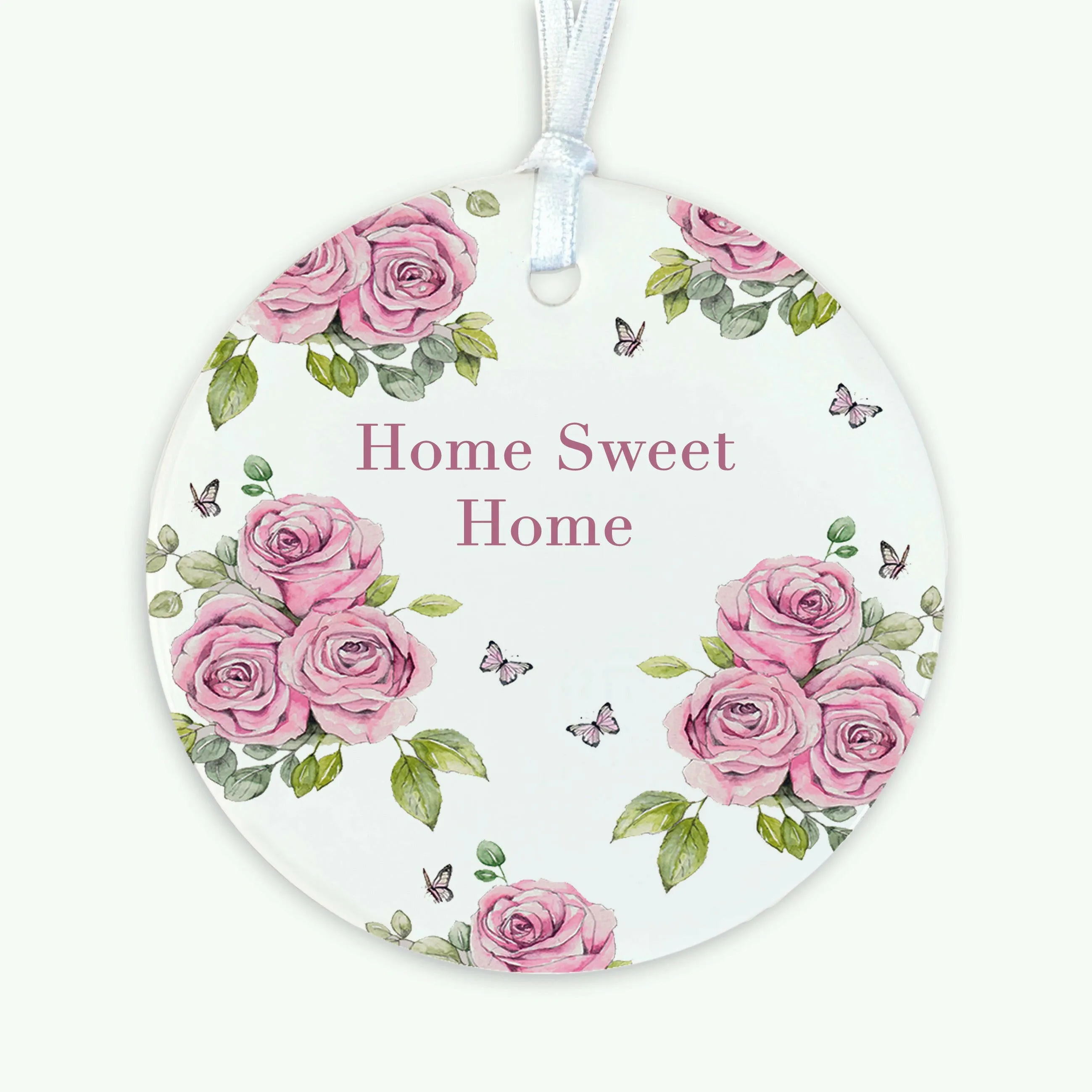 A6 Greeting Card with Ceramic Keepsake - Rose Cream Home Sweet Home