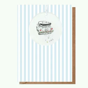 A6 Greeting Card with Ceramic Keepsake - Wedding Car