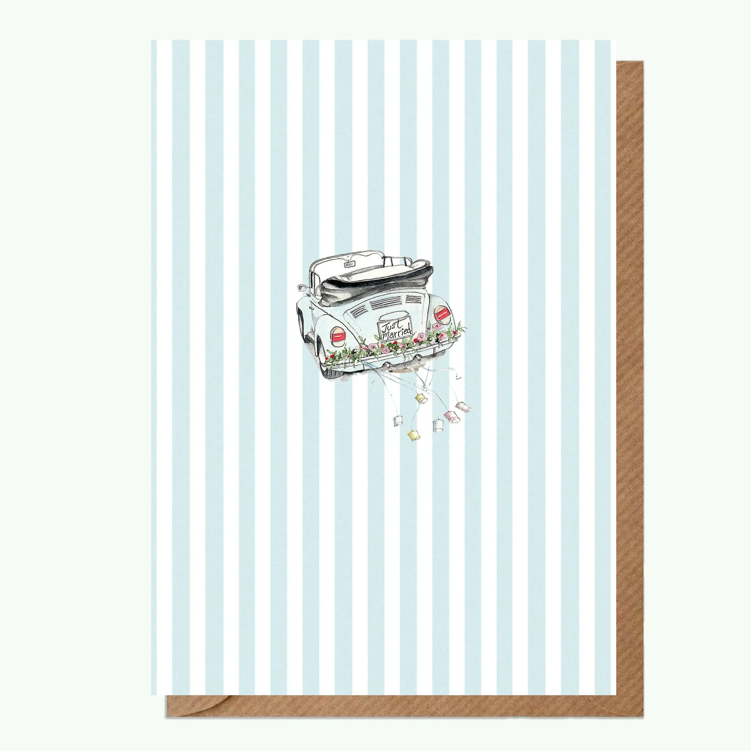 A6 Greeting Card with Ceramic Keepsake - Wedding Car