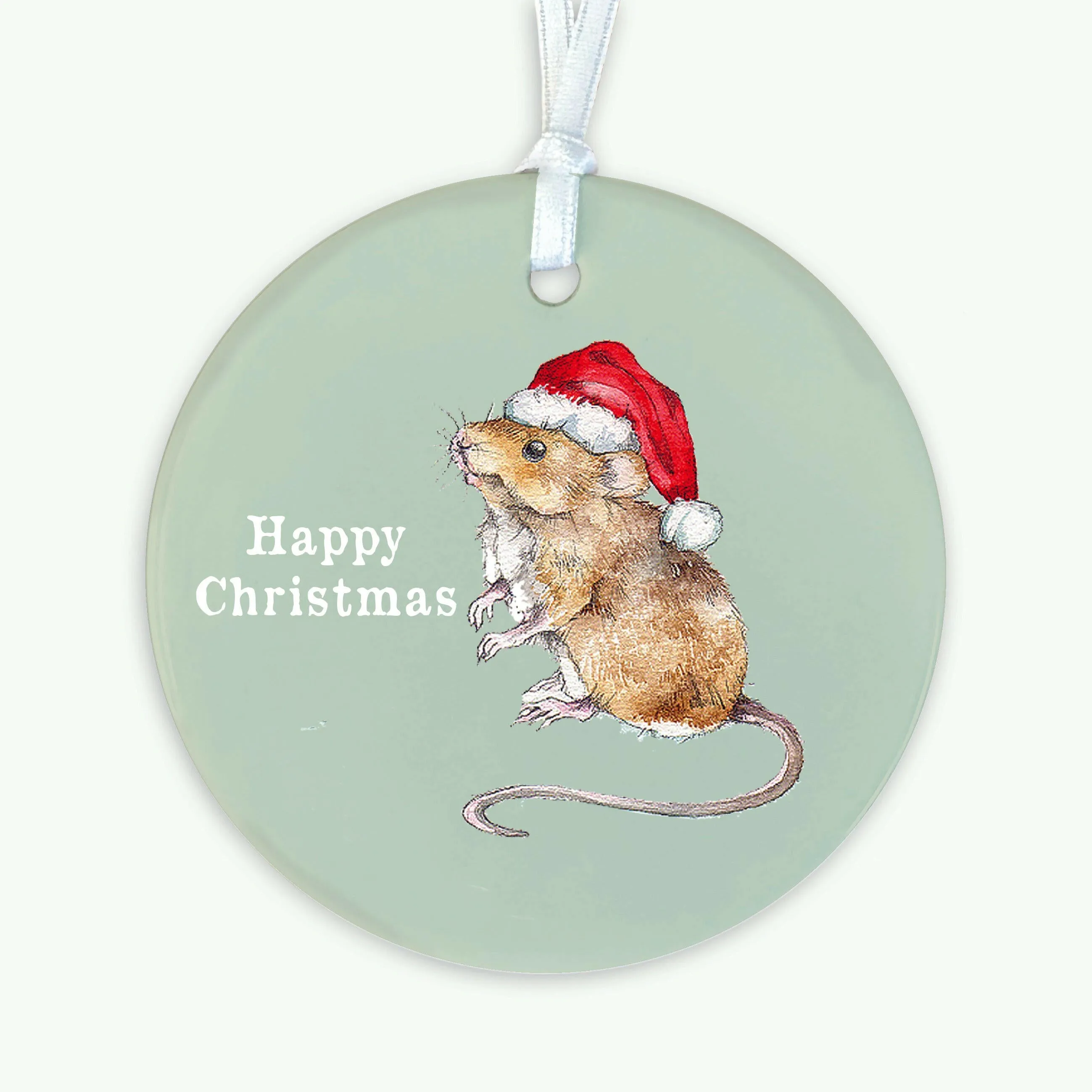 A6 Greeting Card with Ceramic Keepsake -Christmas Mouse