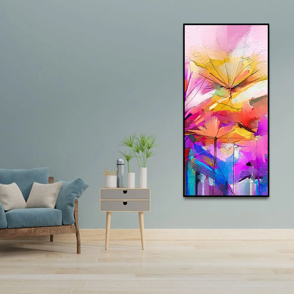 Abstract Colorful Acrylic Painting of Beautiful Flowers