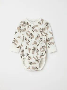 Acorn Print Wraparound Babygrow