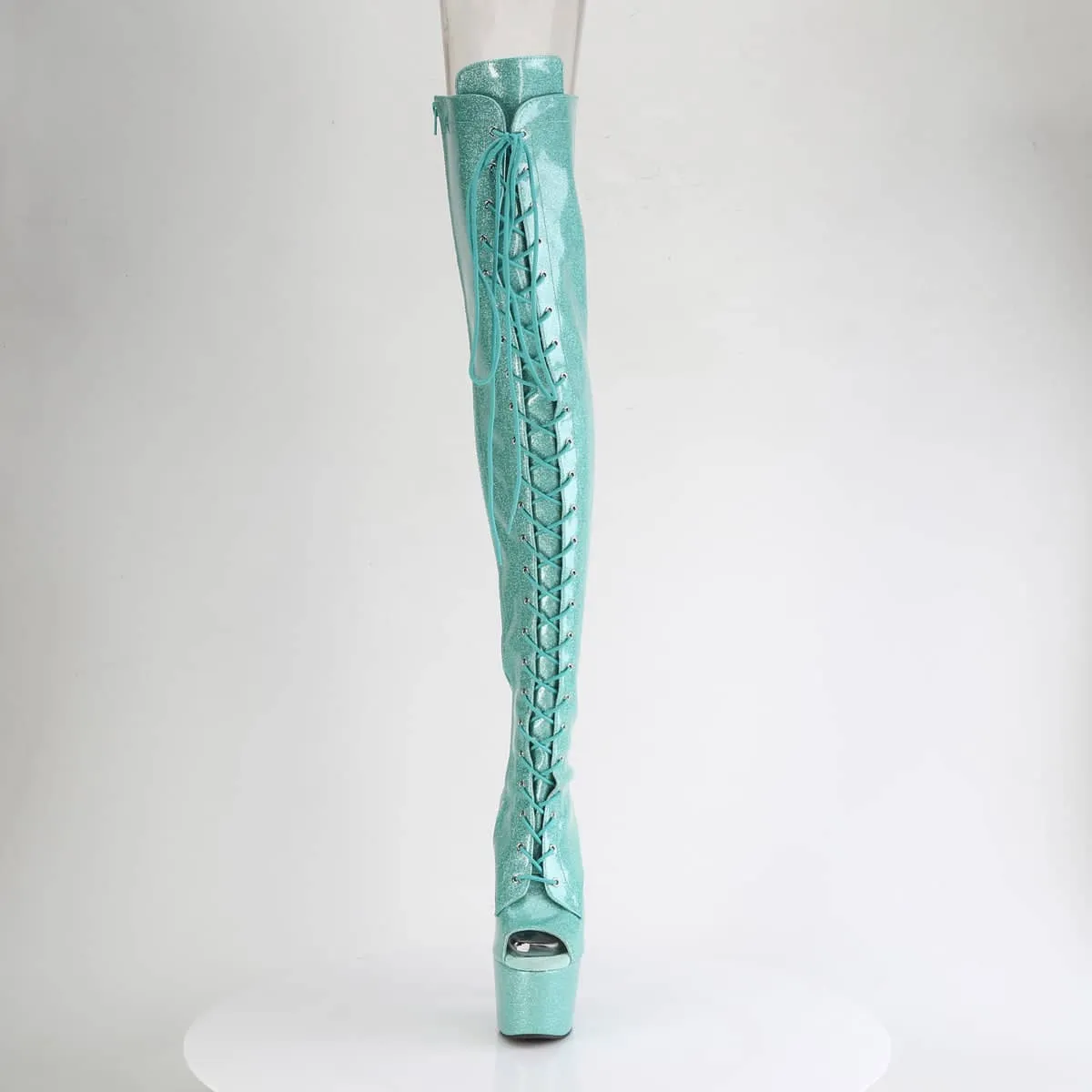 ADORE-3021GP Peep Toe Lace-Up Thigh Boot