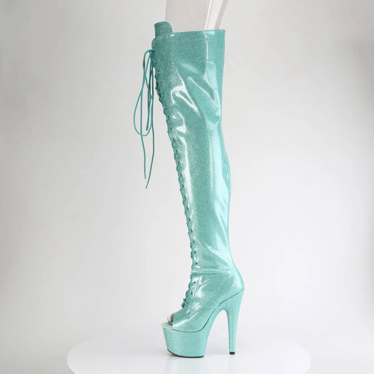 ADORE-3021GP Peep Toe Lace-Up Thigh Boot