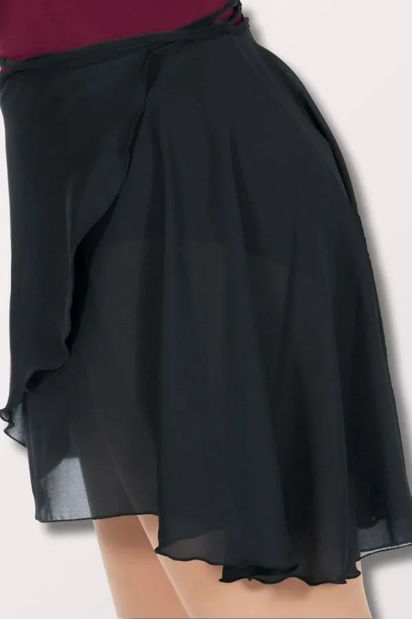 Adult High Low Chiffon Georgette Wrap Skirt - Black