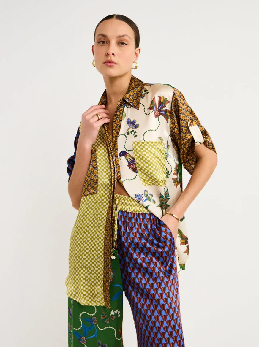 Alemais Birdie Spliced Shirt in Multi