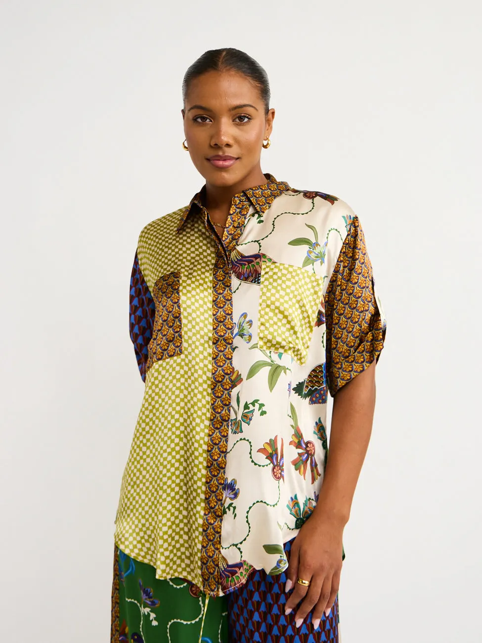 Alemais Birdie Spliced Shirt in Multi