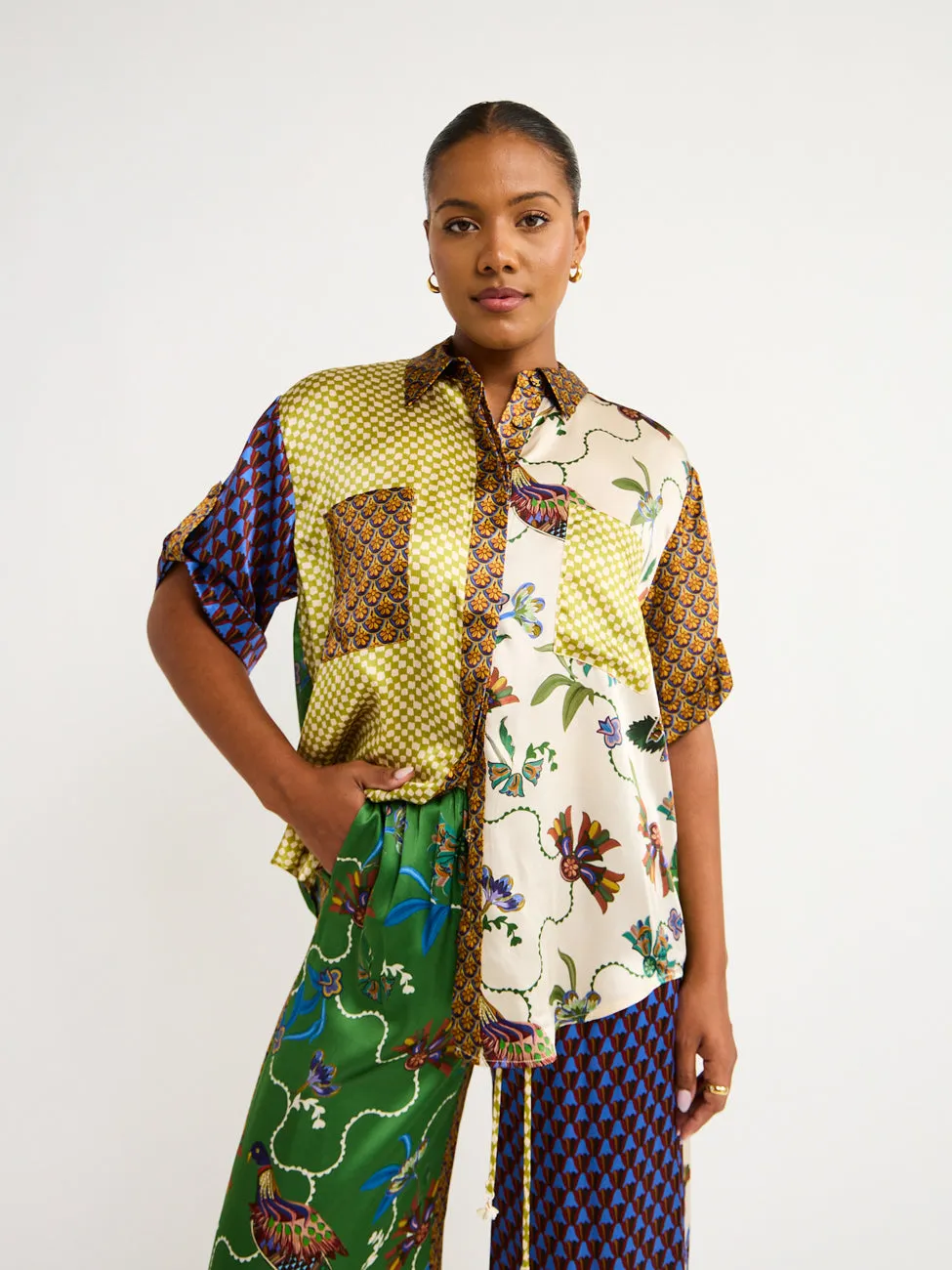 Alemais Birdie Spliced Shirt in Multi