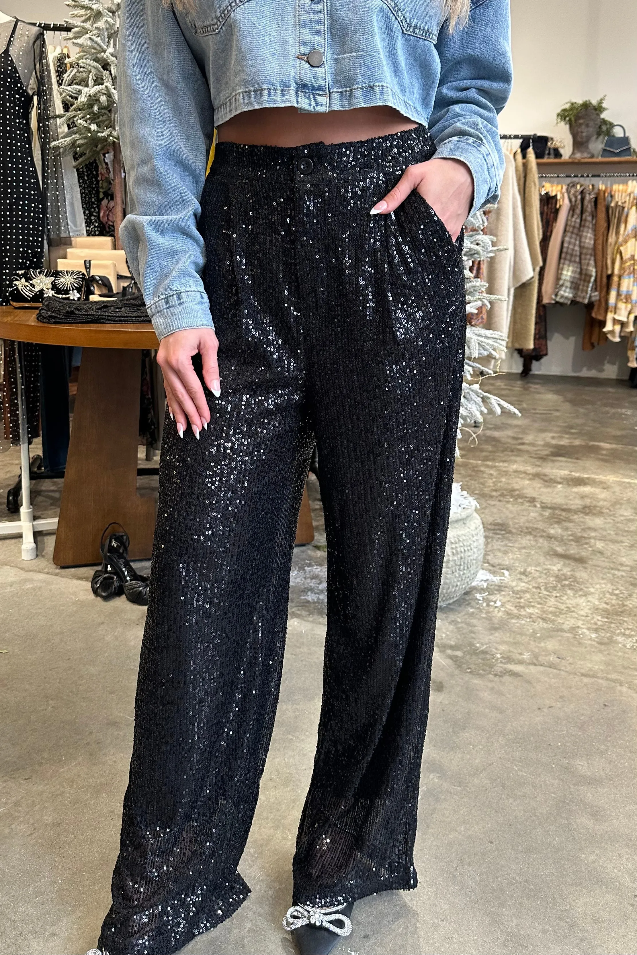 ALESI BLACK SEQUIN PANTS