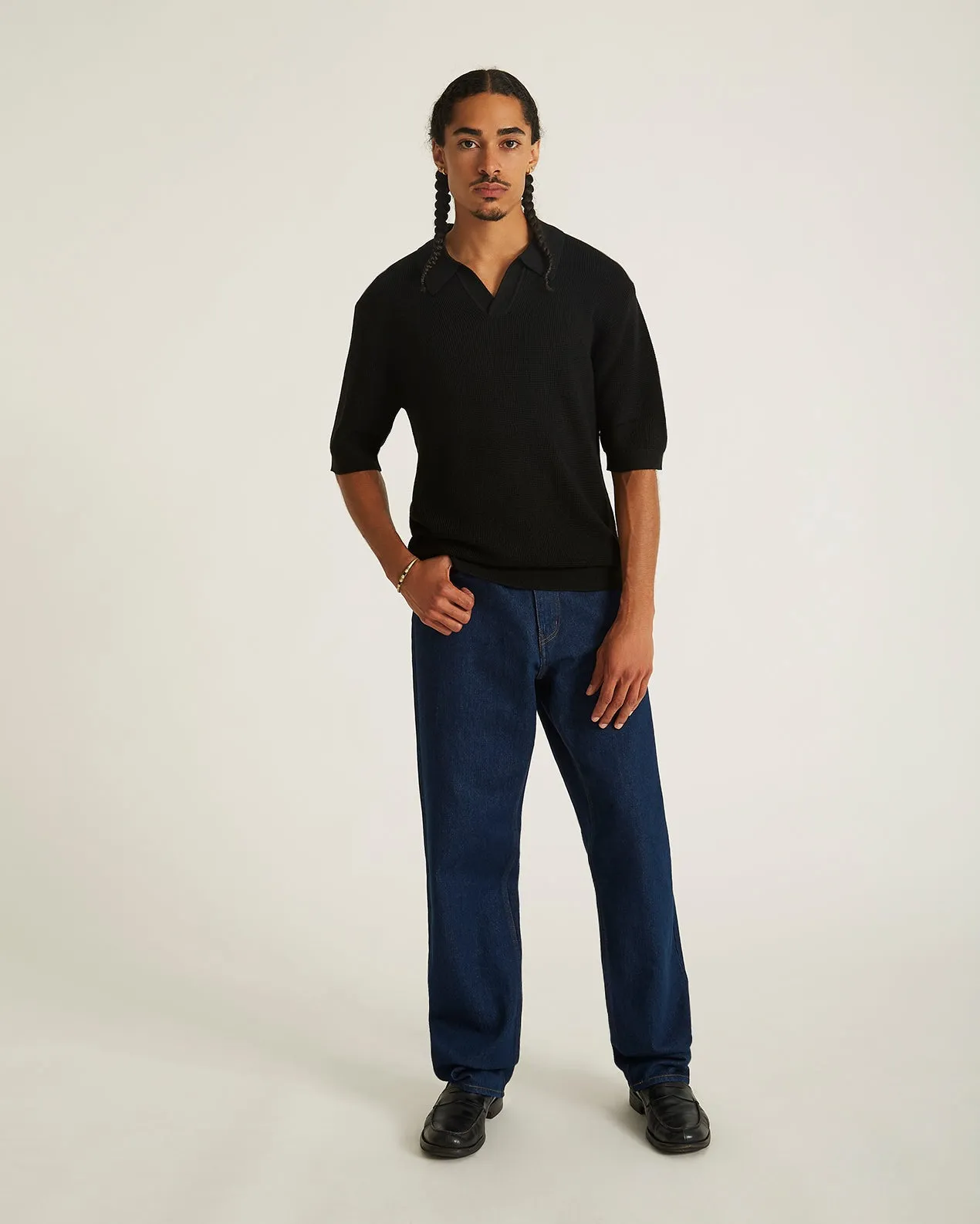 Alex Merino Wool Open Placket Polo