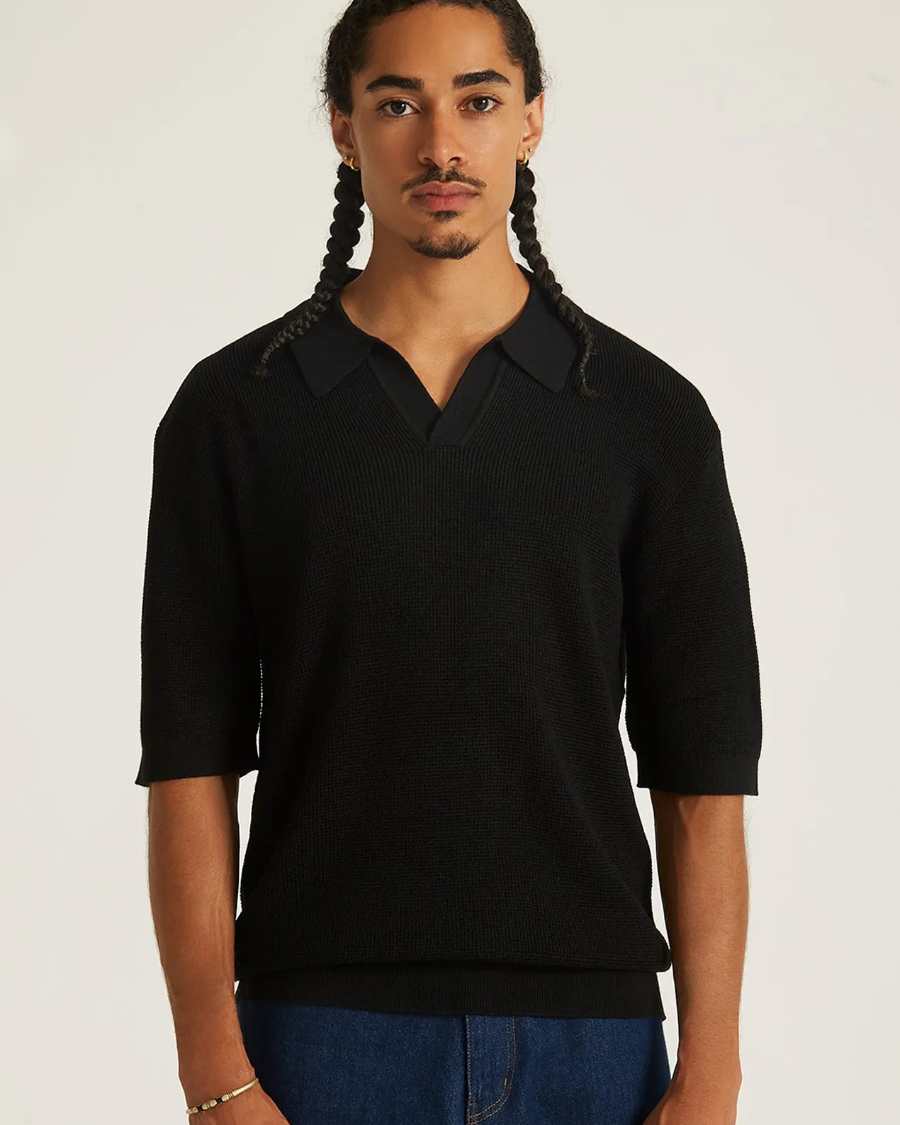 Alex Merino Wool Open Placket Polo