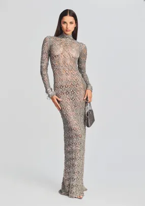 Alexa Sequin Open Crochet Dress