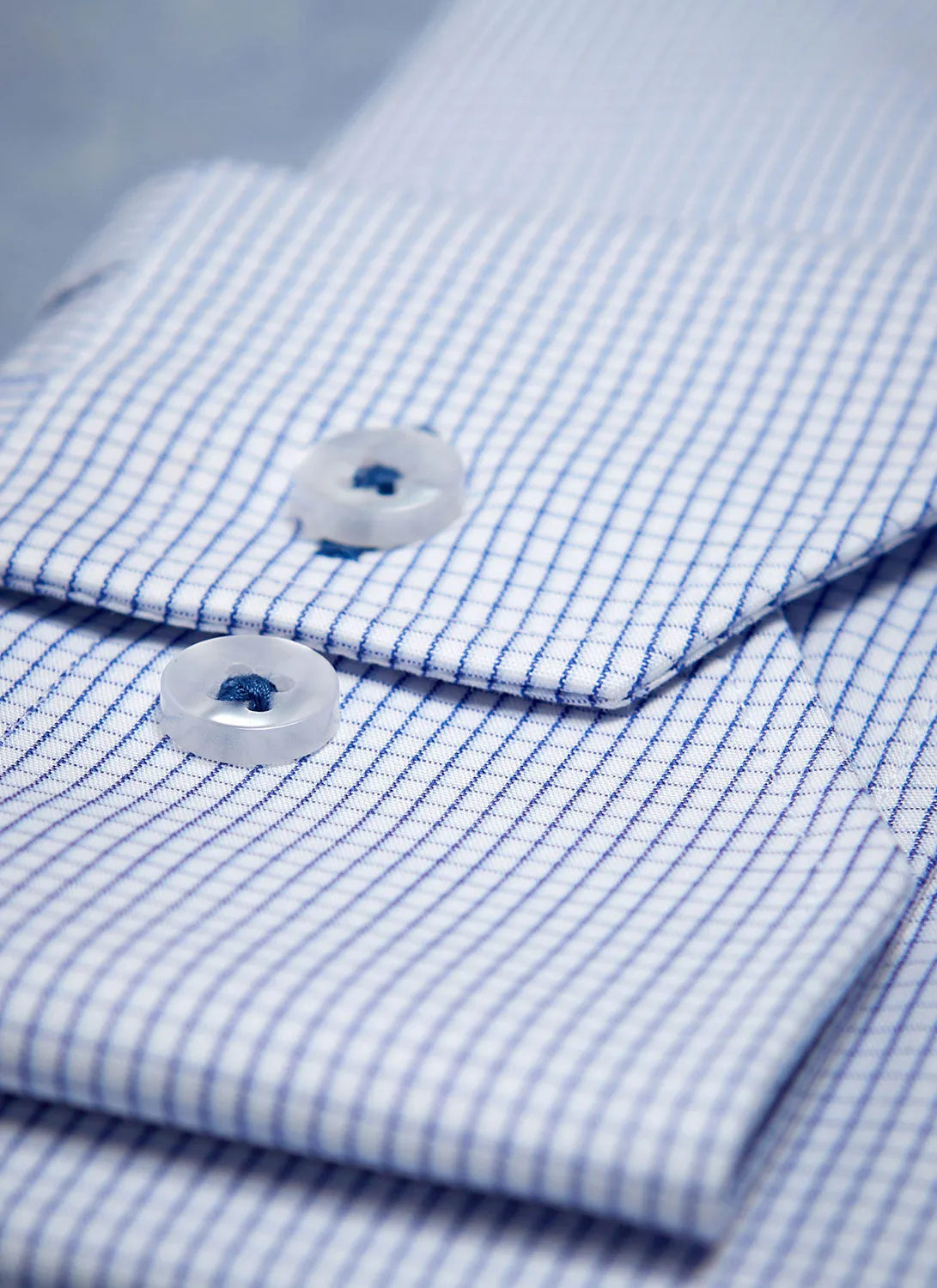 Alexander in Blue Mini Windowpane Shirt