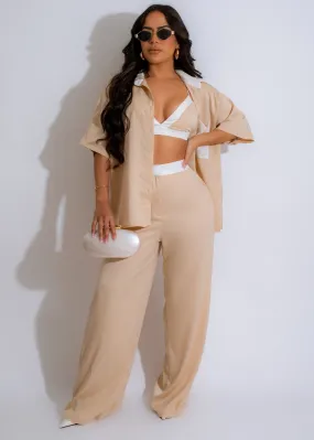 All For You Satin Pant Set Nude