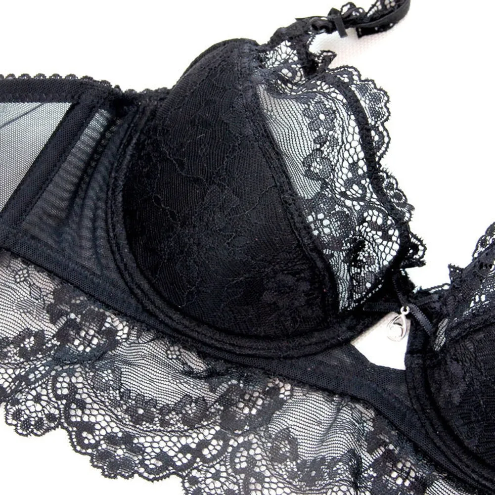 'Alternative Black Mass' Floral Lace Goth Lingerie Set