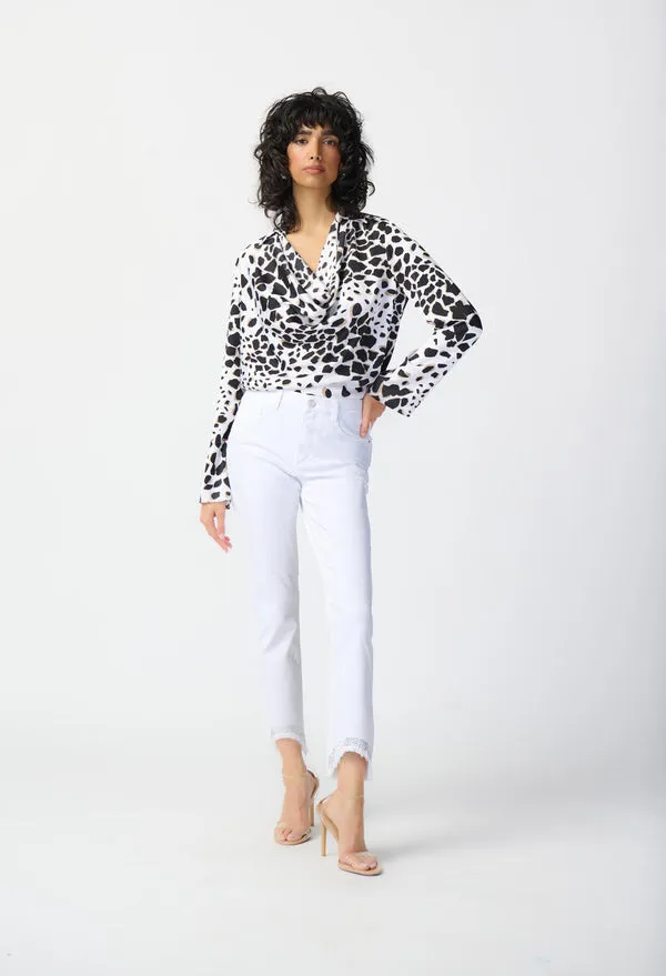 Animal Print Shawl Collar Top